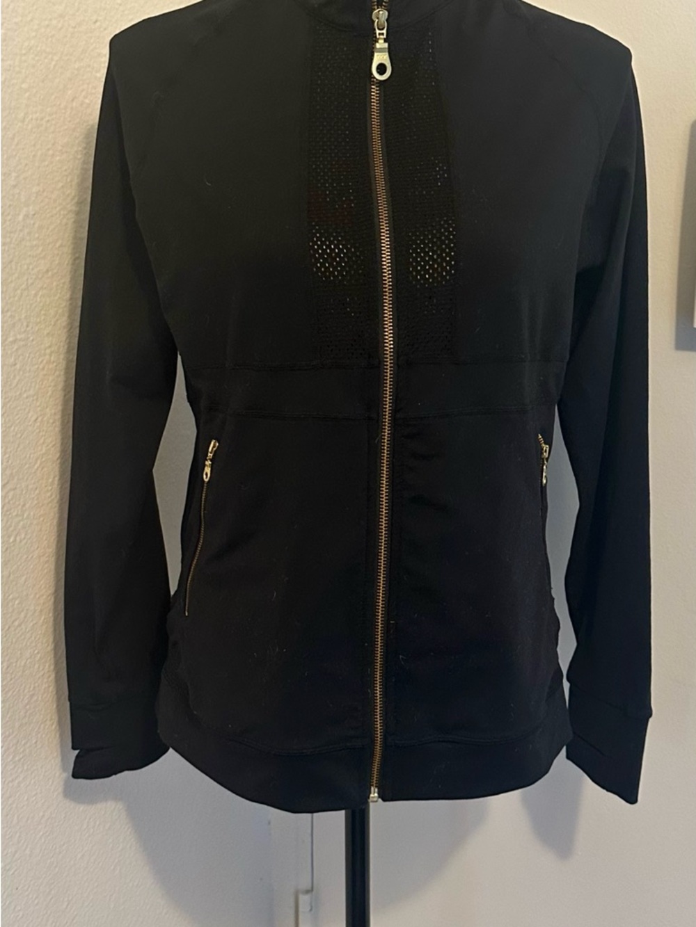Black Bomber Jacket with Gold Zippers